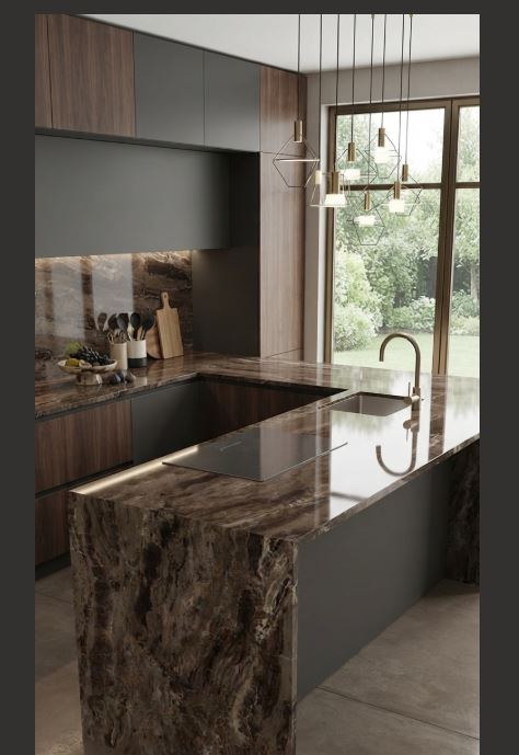 Lastra Efecto Mármol Chocolate Pulido Frapuccino Lux 160x320x6 - Imagen 3